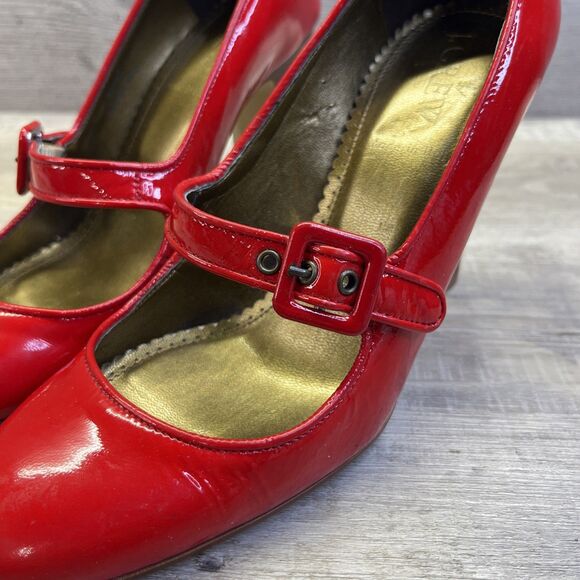 J Crew Patent Leather Womens Red Mary Jane High Heels Pump Size 5.5 Vintage - Picture 15 of 16